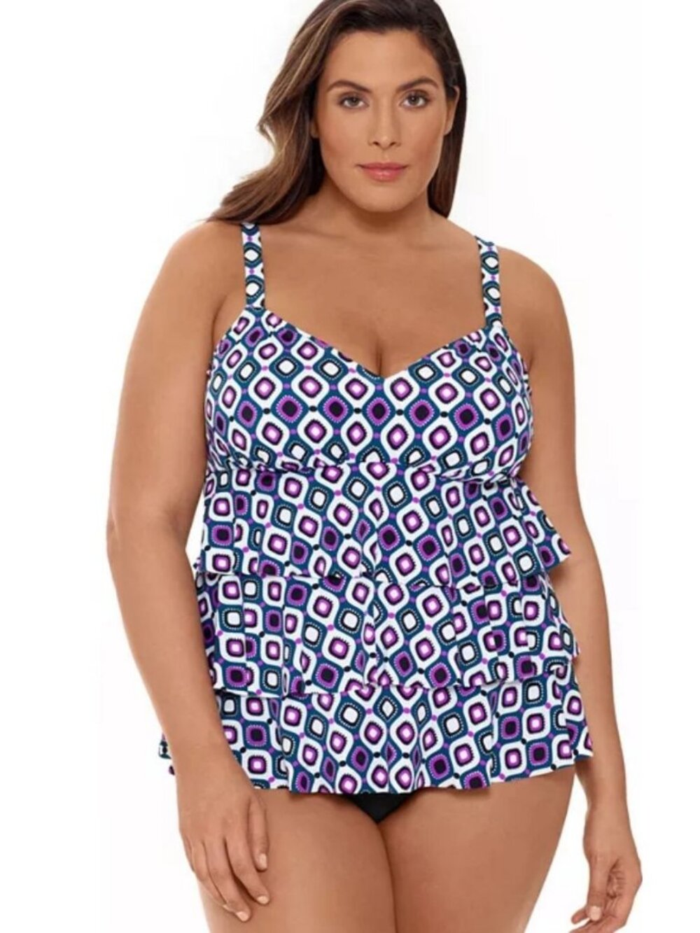 Swim Solutions Tummy Control Fauxkini One-Piece Swimsuit Women's Size 24W NWT!